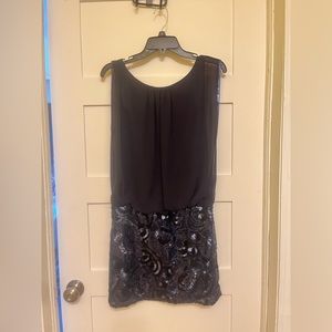 Navy blue one piece special occasion dress. Was size 8 and tailored to size 6.